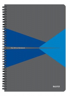 Blok, A4, linajkový, 90 listov, laminovaná kartónová obálka, LEITZ "Office", sivá-modrá