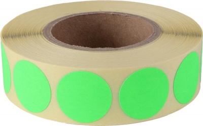 Etikety, 20 mm kruh, 1000 etikiet/kotúč, zelené