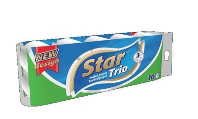Toaletný papier, 3-vrstvový, malý kotúč, 10 kotúčov, "Star Trio"