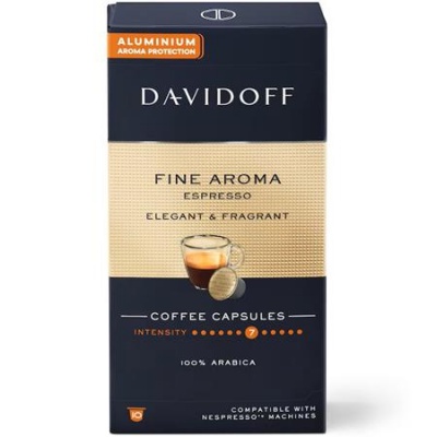 Kávové kapsule, kompatibilné s Nespresso®, 10 ks, DAVIDOFF "Fine Aroma"