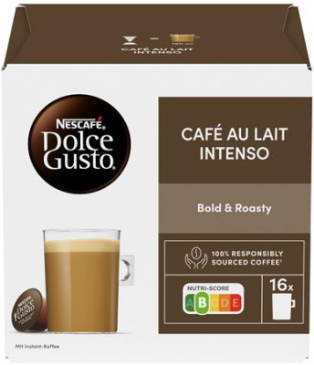 Kávové kapsule, 16 ks, NESCAFÉ DOLCE GUSTO "Café au Lait Intenso"