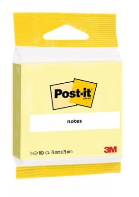 Samolepiaci bloček, 76x76 mm, 100 listov 3M POSTIT, žltý
