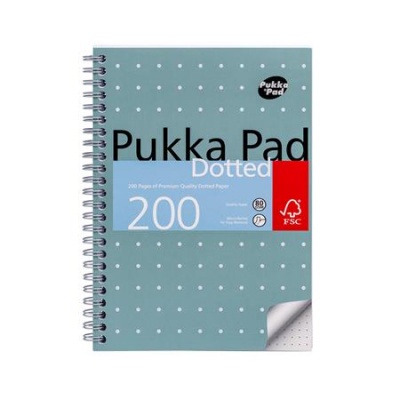 Špirálový zošit, A5, bodkovaný, 100 listov, PUKKA PAD "Metallic Jotta"