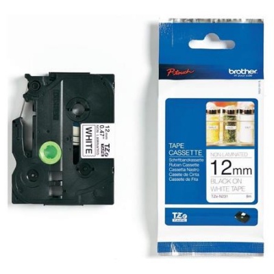 Páska do štítkovača, matná, 12 mm x 8 m, BROTHER, biela-čierna