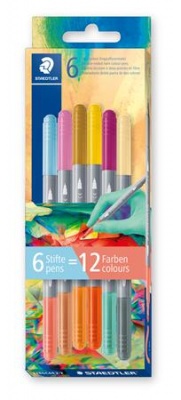 Popisovač, sada, 1/3 mm, obojstranný, vyprateľný, STAEDTLER® "3280", Multiverzum 2, 6 rôznych farieb