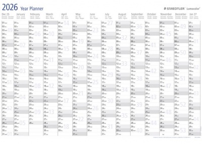 Ročný plánovač, stierateľný, v anglickom jazyku, 84x60 cm, STAEDTLER "Lumocolor® 641 YP", 2026