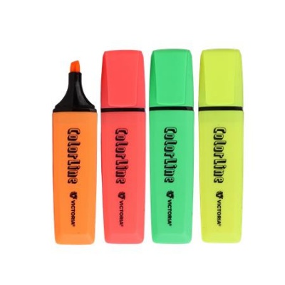 Zvýrazňovač, 1-5 mm, VICTORIA OFFICE, "ColorLine", 4 rôzne farby