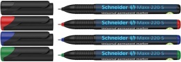 Permanentný popisovač, sada, OHP, 0,4 mm, SCHNEIDER "Maxx 220 S", 4 rôzne farby