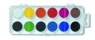 Školské vodové farby, 22.5mm, 12 farieb - biely KOH-I-NOOR
