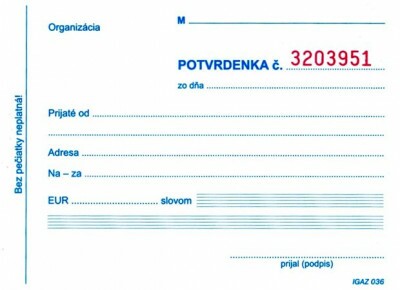 Potvrdenka s juxtou A6 samoprepis 25x3