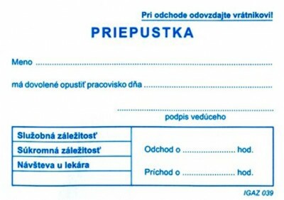 Priepustka - A7 blok=100 listov