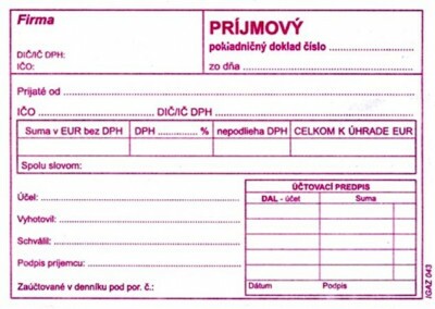 Príjmový pokladničný doklad A6