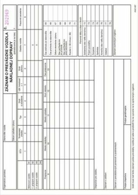 Záznam o prevádzke vozidla nákl.dopravy