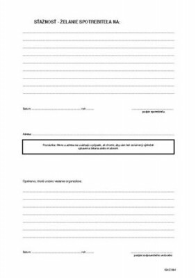 Kniha želaní a sťažností A4 2x25 list