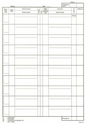 Kniha došlej-odoslanej pošty,A4-96 list.