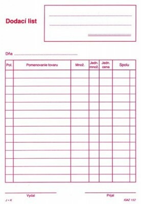 Dodací list A5 bez DPH samoprep. 100 l
