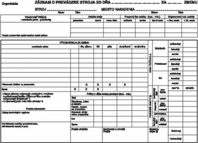 Záznam o prevádzke stroja, A5 číslovaný