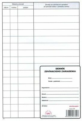 Denník zdvíhacieho zariadenia A4-30 list