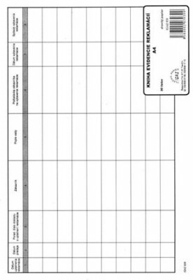 Kniha evidencie reklamácií - 30 listov