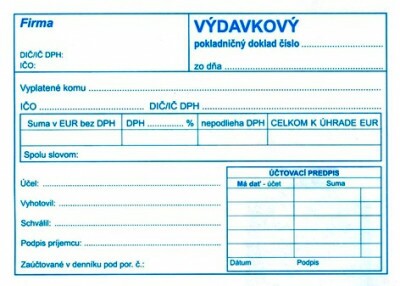 Výdavkový pokladničný doklad A6 s DPH - 100list